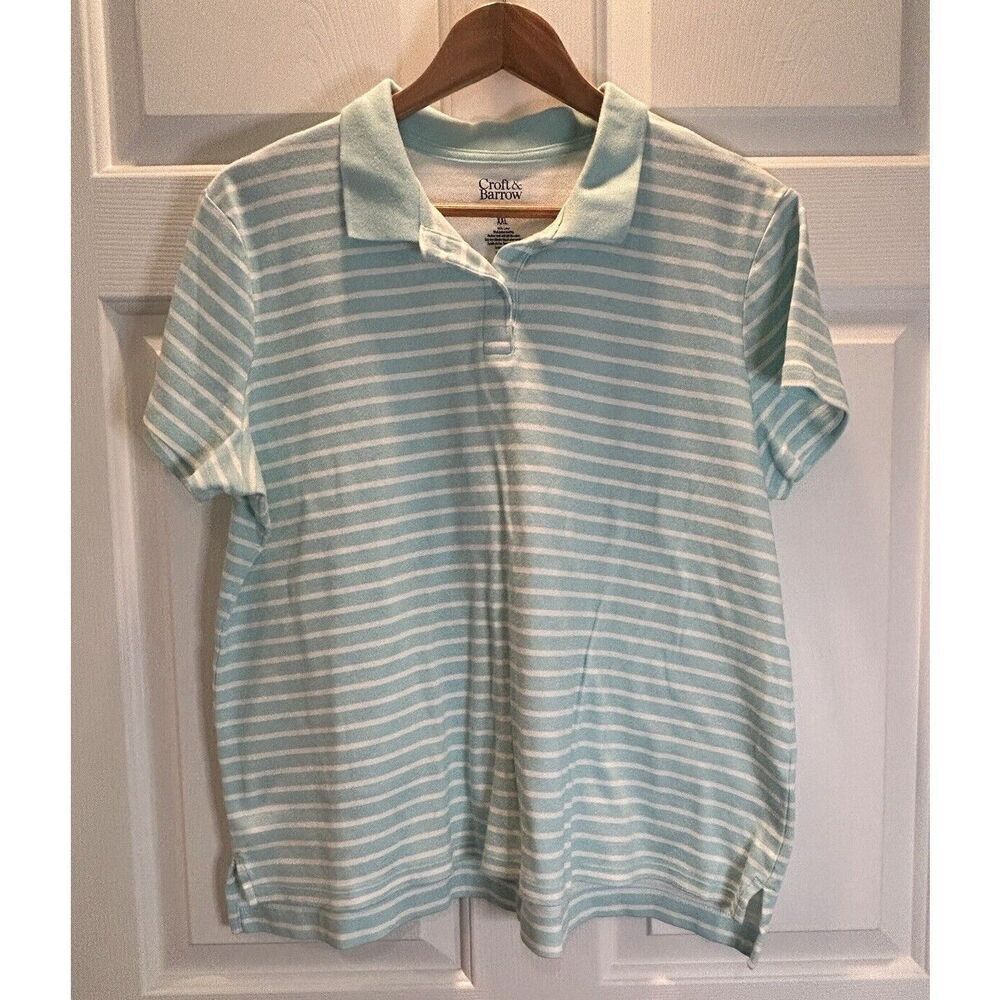 Croft & Barrow Striped Polo Shirt Short Sleeve Cotton Shirt Women's XXL